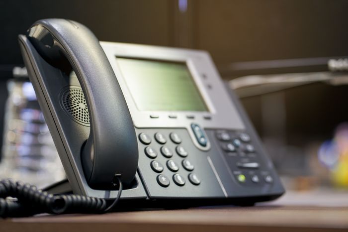 A well-lit modern VoIP phone.